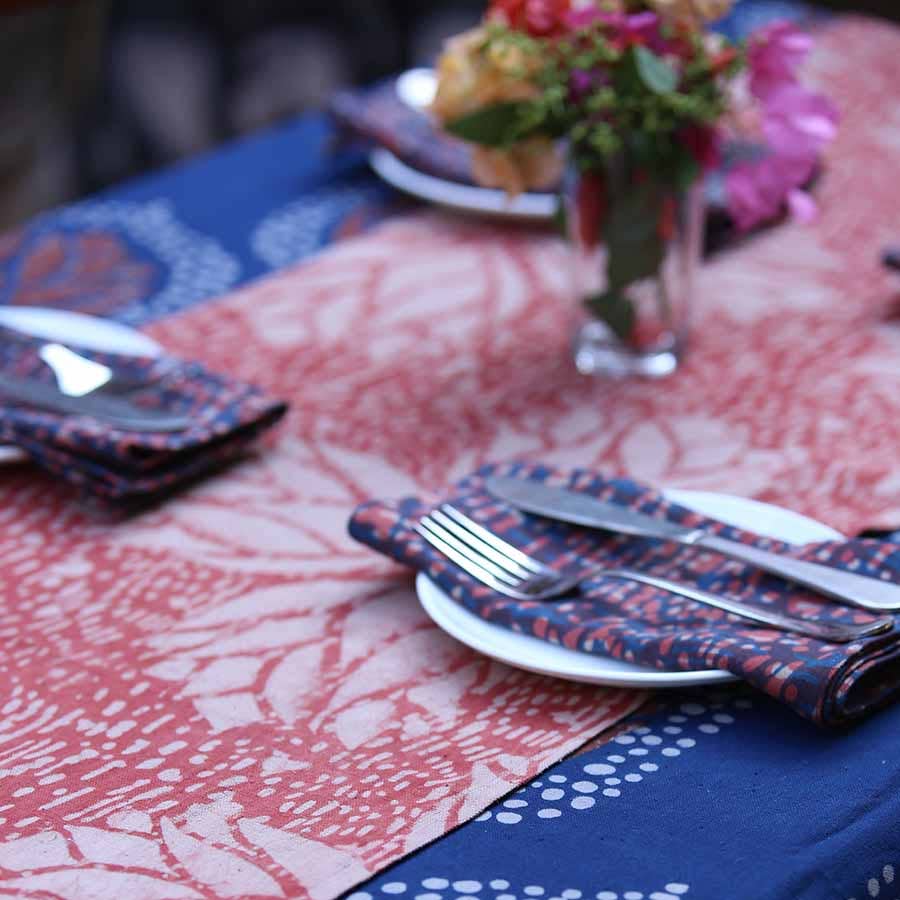 Floral Block Print Table Runner - Rosette