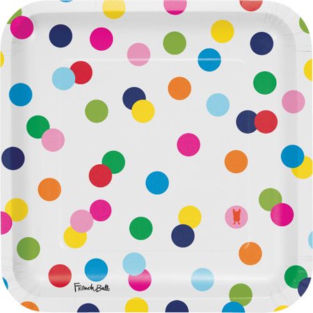 DINNER PAPER PLATES BDAY DOT SQ
