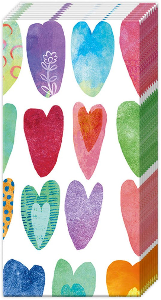 POCKET TISSUES RAINBOW HEARTS 10PK.