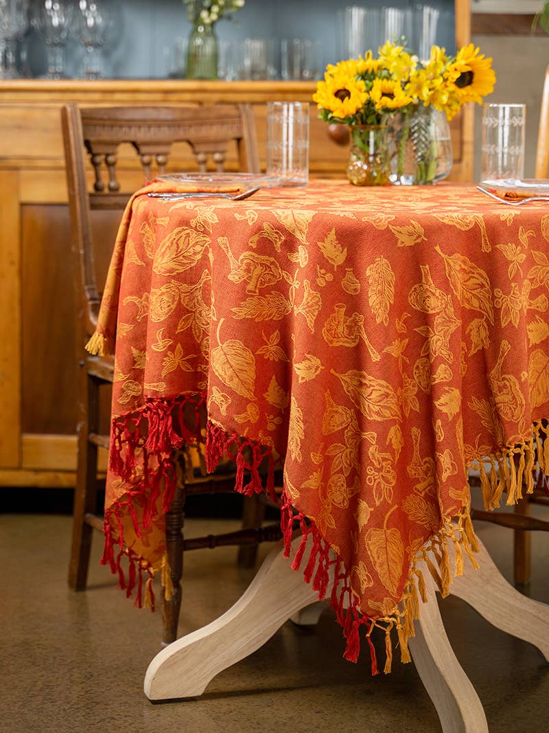 Mushroom Jacquard Tablecloth - Gold Rust: 54x54