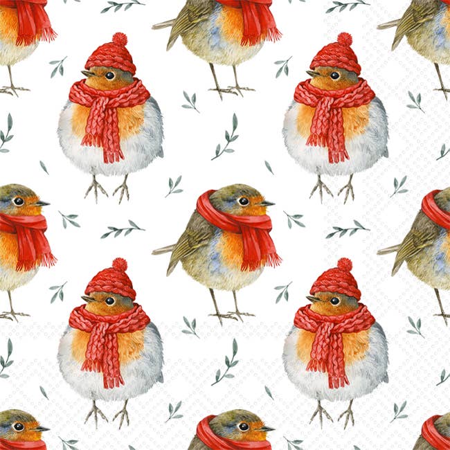 COCKTAIL NAPKINS ROBIN IN WINTER 20-PACK