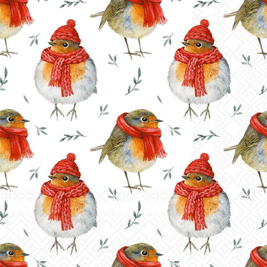 COCKTAIL NAPKINS ROBIN IN WINTER 20-PACK