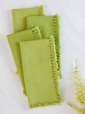 APRIL CORNELL NAPKIN ESSENTIAL SET OF 4 18" LITE GRN