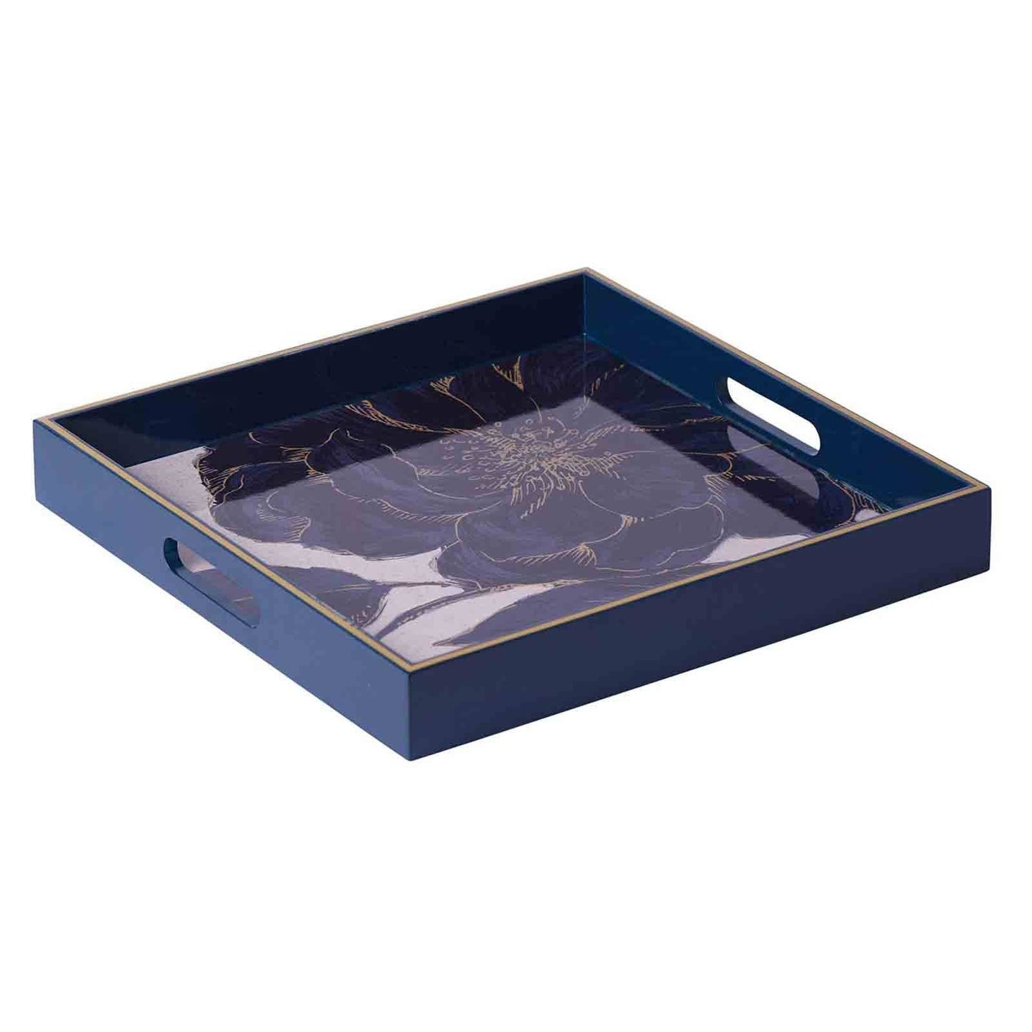 Indigo Garden  Square Lacquer Serving Tray