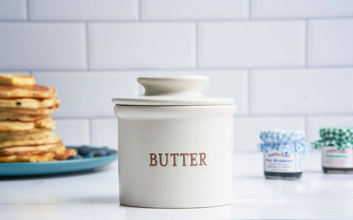 KOOK FRENCH BUTTER KEEPER DISH, CERAMIC: OATMEAL