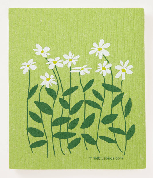 DAISIES ON GREEN SWEDISH DISHCLOTH