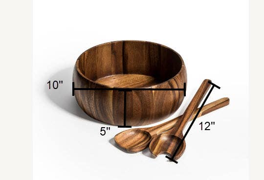 ACACIA WOOD SALAD BOWL SET