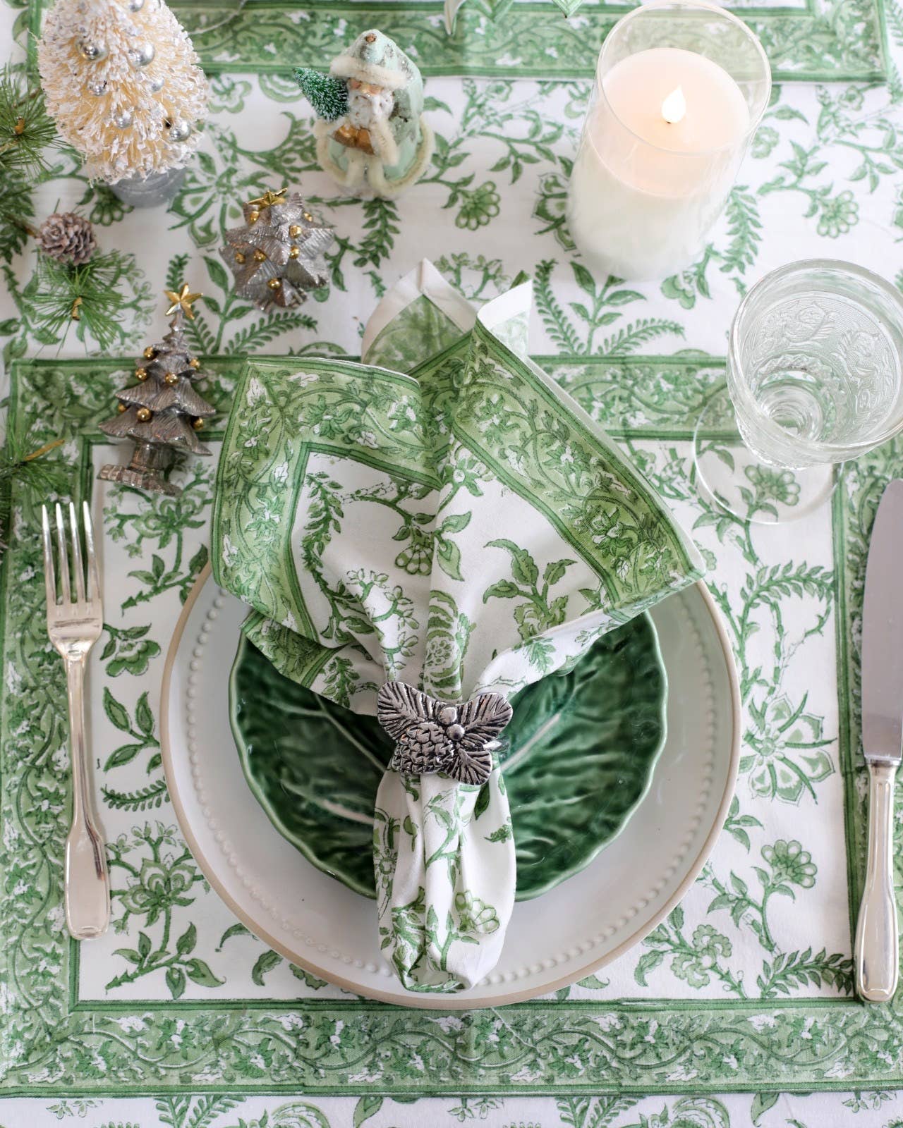 NAPKINS LILIBET GREEN SET/4