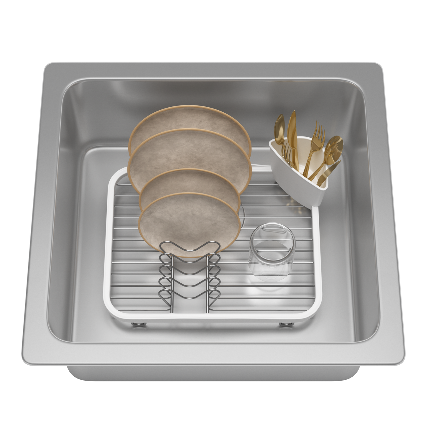 SINKIN DISH RACK: WHITE-NICKEL