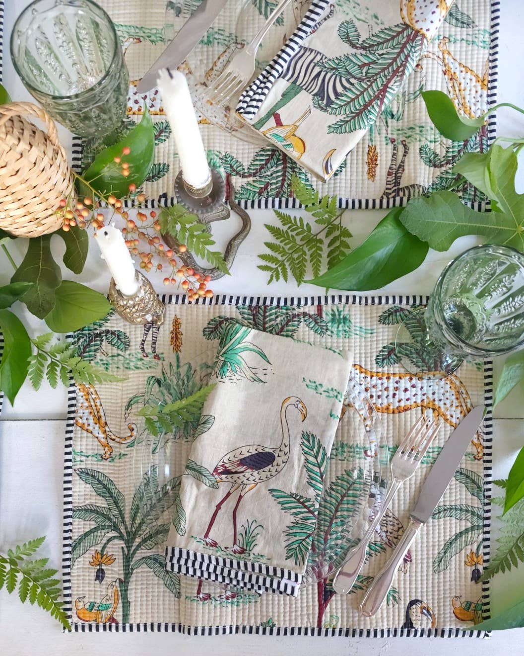 NAPKINS JUNGLE IVORY SET/4
