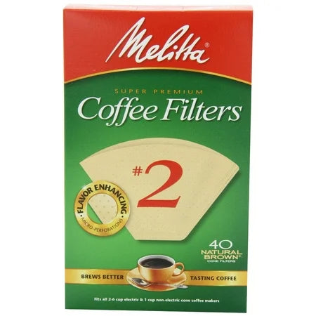 MELITTA NATURAL BROWN COFFEE FILTERS #2 40CT