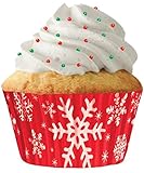 STANDARD CUPCAKE RED W/ SNOWFLAKES
