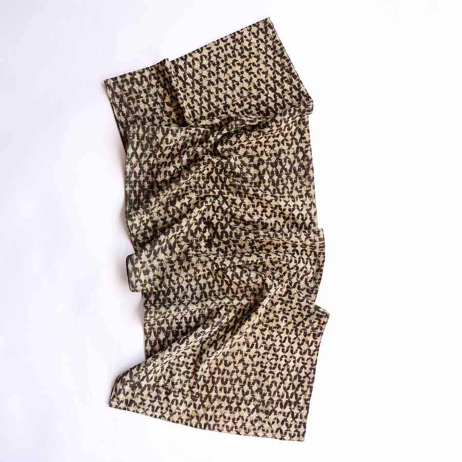 Textural Block Print Cotton Linens Table Runner - Sparrow