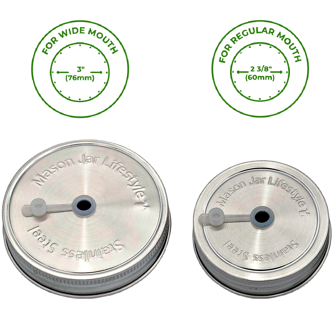Stainless Steel Straw Hole Tumbler Lids for Mason Jars: Wide mouth