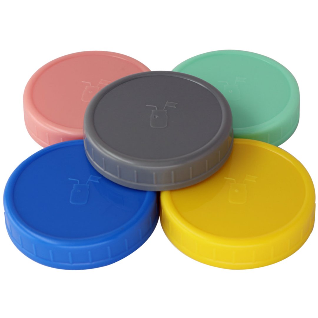 MJL LEAK PROOF PLASTIC STORAGE LIDS FOR MASON JARS: WIDE MOUTH