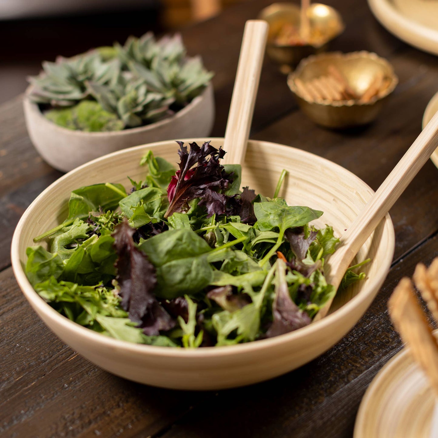 BAMBOO SALAD BOWL WHITE 12"