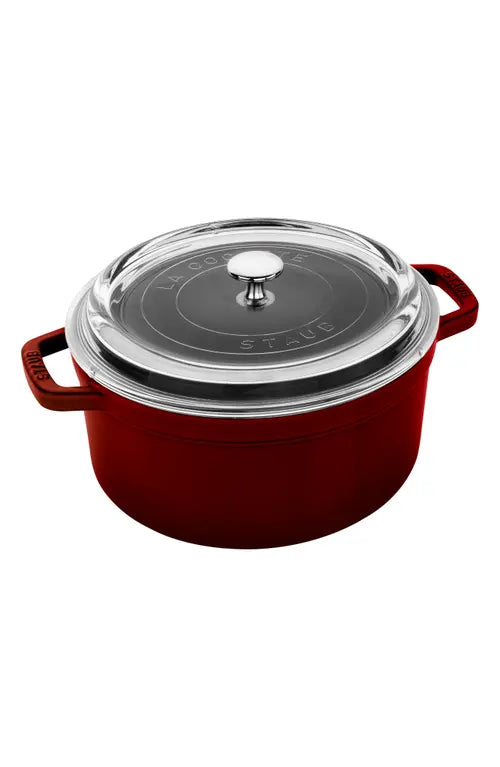 STAUB COCOTTE 4 QT W/GLASS LID GRENADINE