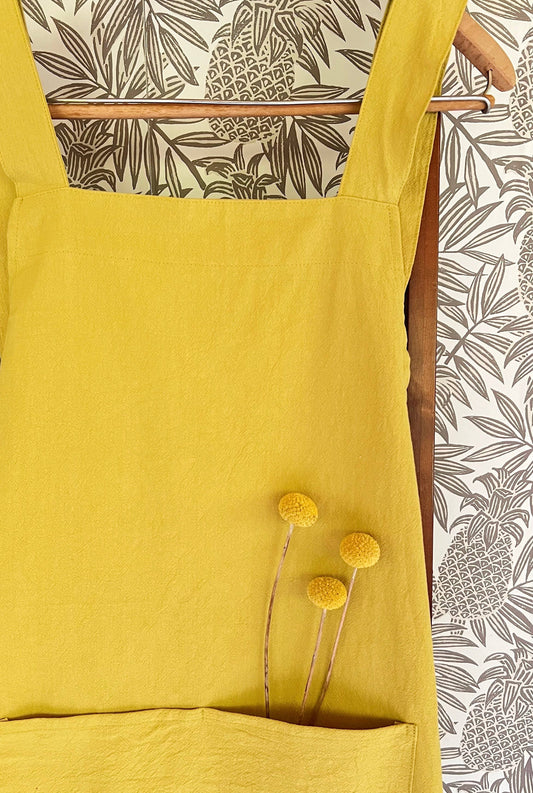 CROSS BACK APRON: MUSTARD YELLOW