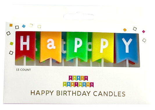 HAPPY BIRTHDAY RAINBOW BANNER CANDLE SET