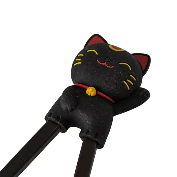 Training Chopsticks: Black Lucky Cat