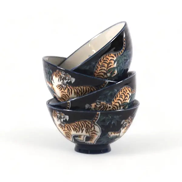 Tiger Design Rice Bowl Navy