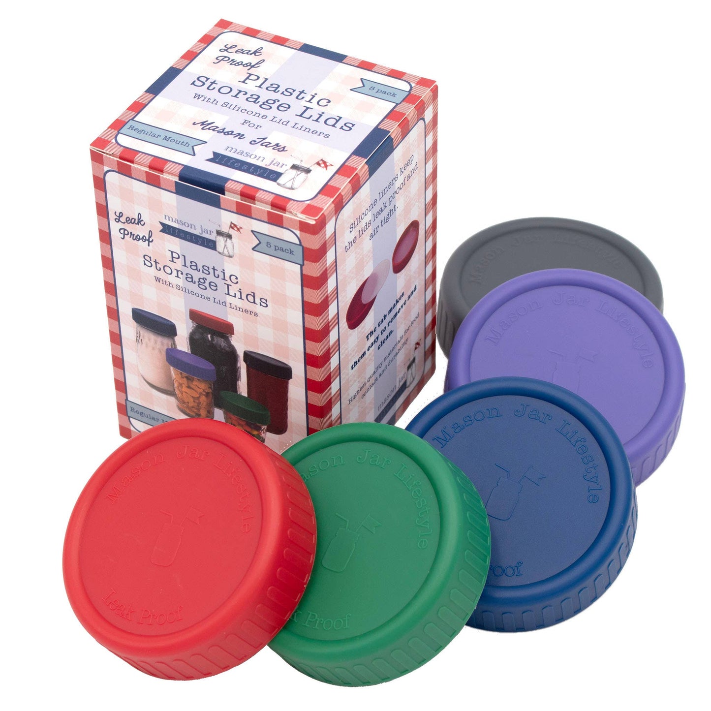 MJL LEAK PROOF PLASTIC STORAGE LIDS FOR MASON JARS: WIDE MOUTH