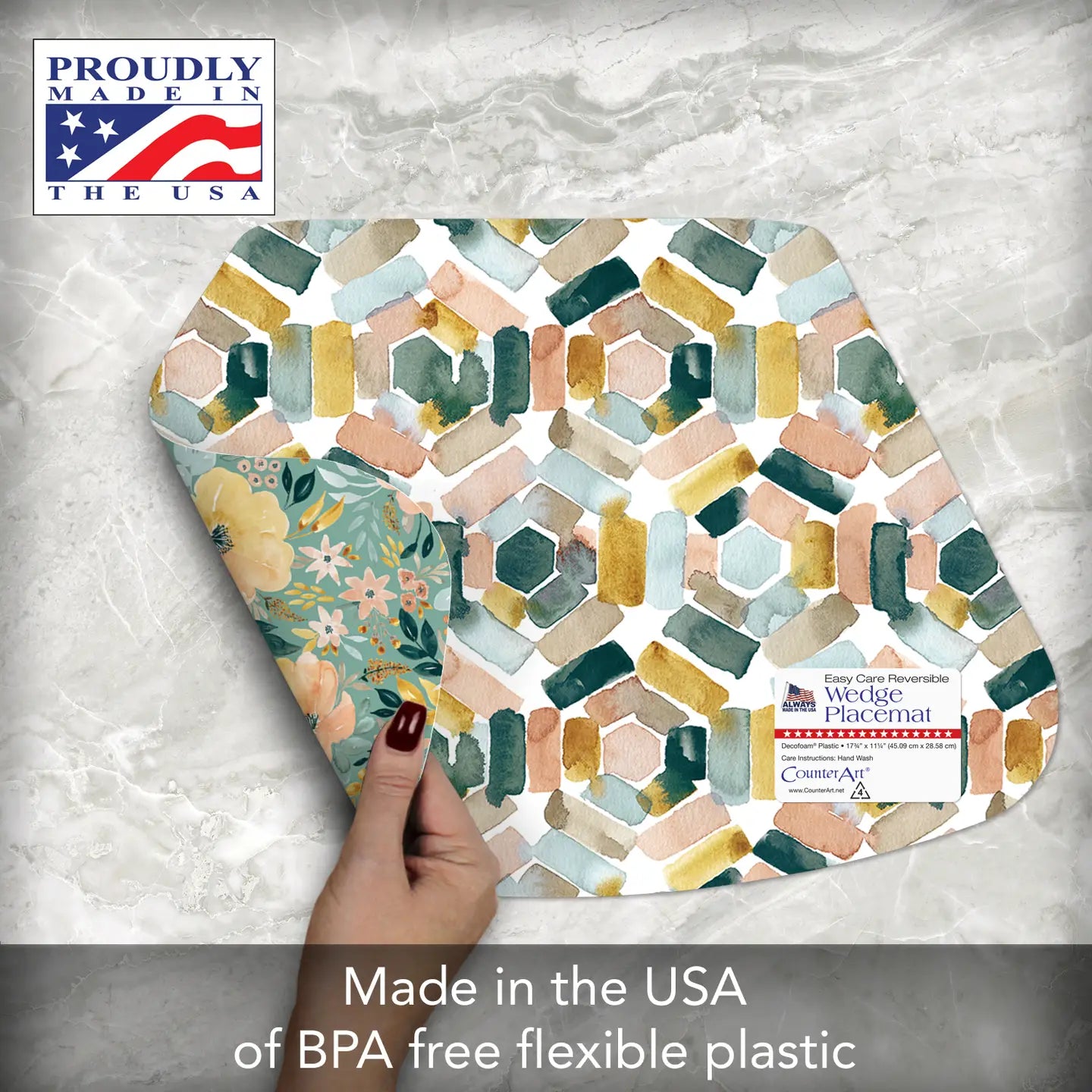 WEDGE REVERSIBLE FLEXIBLE PLACEMAT MODERN FLORALS