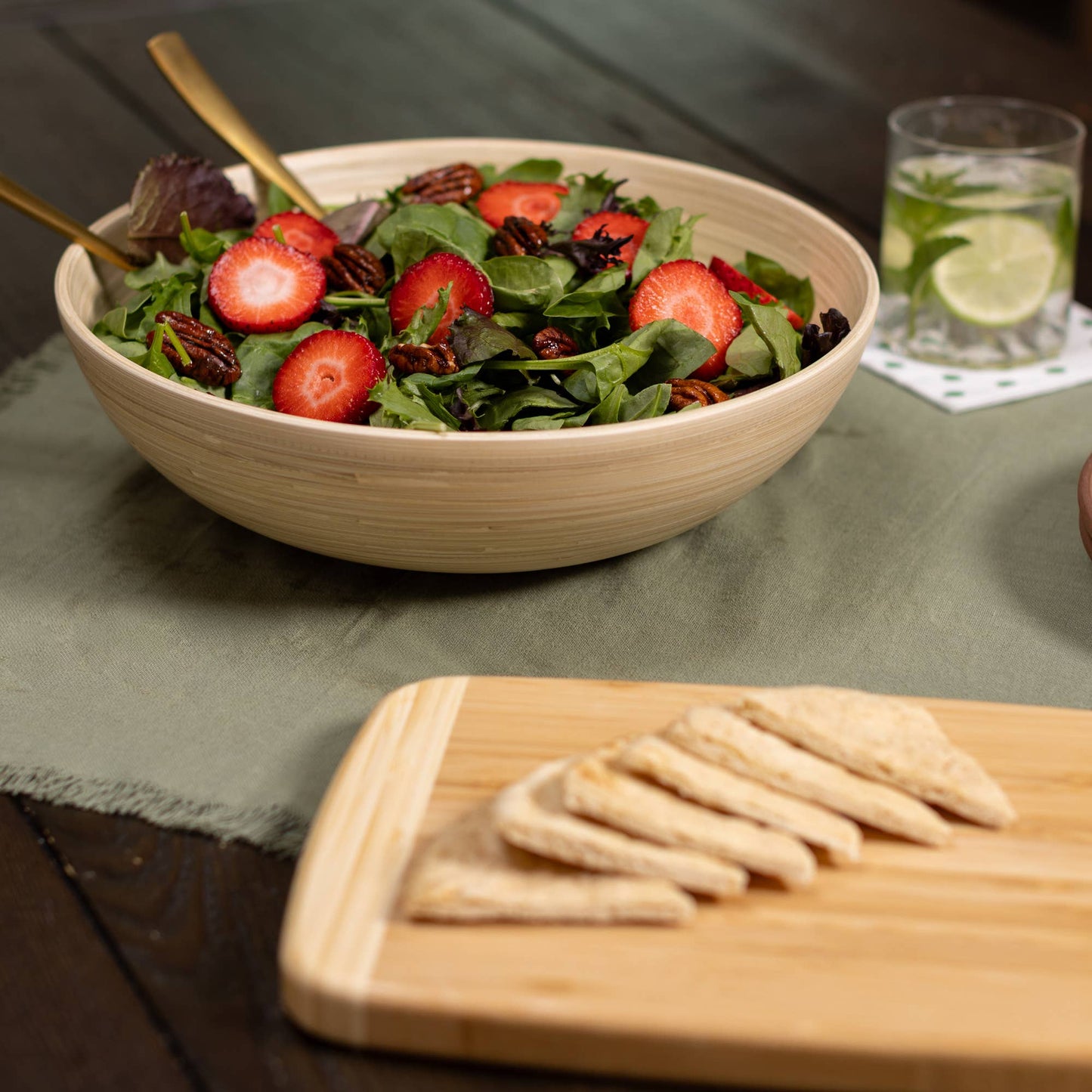 BAMBOO SALAD BOWL WHITE 12"