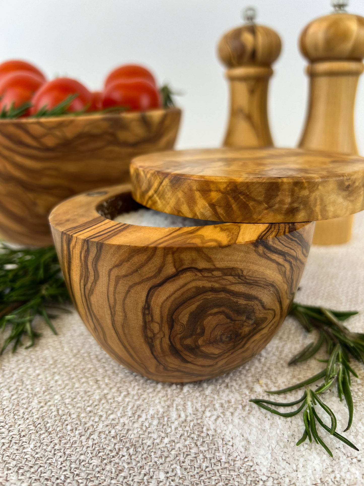 OLIVE WOOD SALT CELLAR