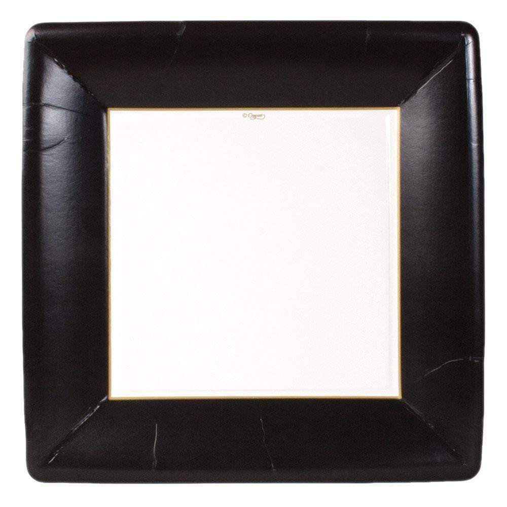 DINNER PAPER PLATE GROSGRAIN BORDER BLACK