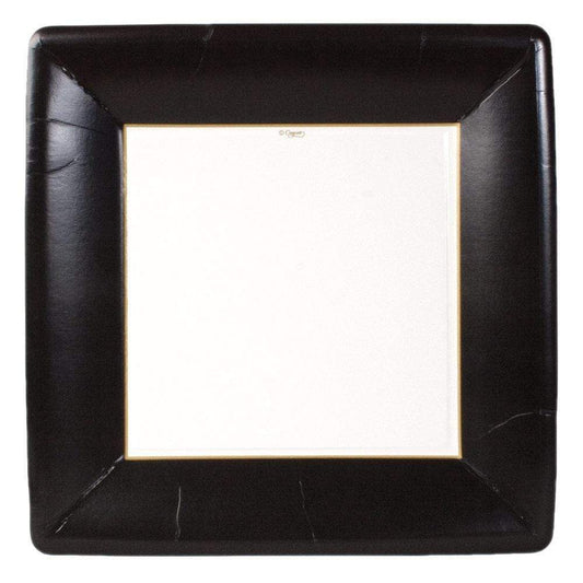 DINNER PAPER PLATE GROSGRAIN BORDER BLACK