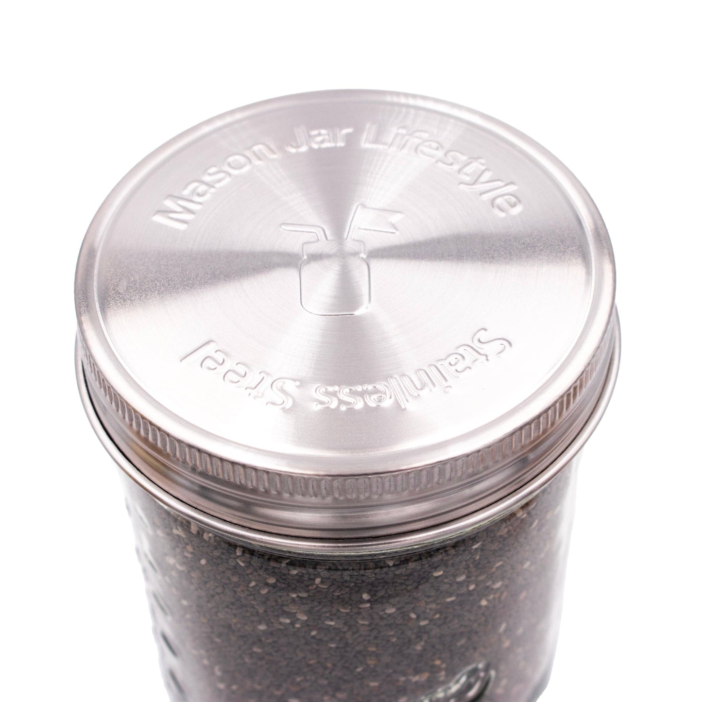 Stainless Steel Storage Lids w/ Silicone Seals for Mason Jar: Wide mouth