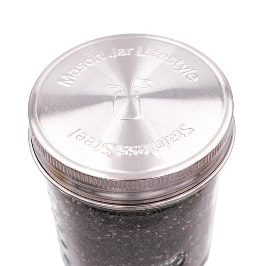 Stainless Steel Storage Lids w/ Silicone Seals for Mason Jar: Wide mouth