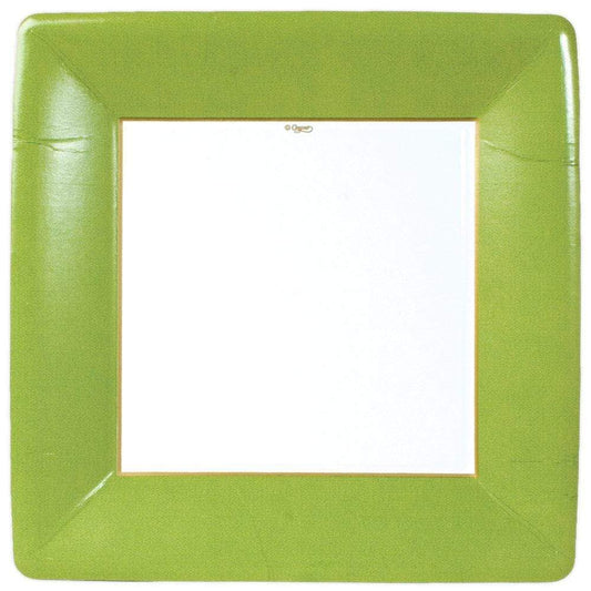 DINNER PAPER PLATE GROSGRAIN BORDER MOSS GREEN 10IN