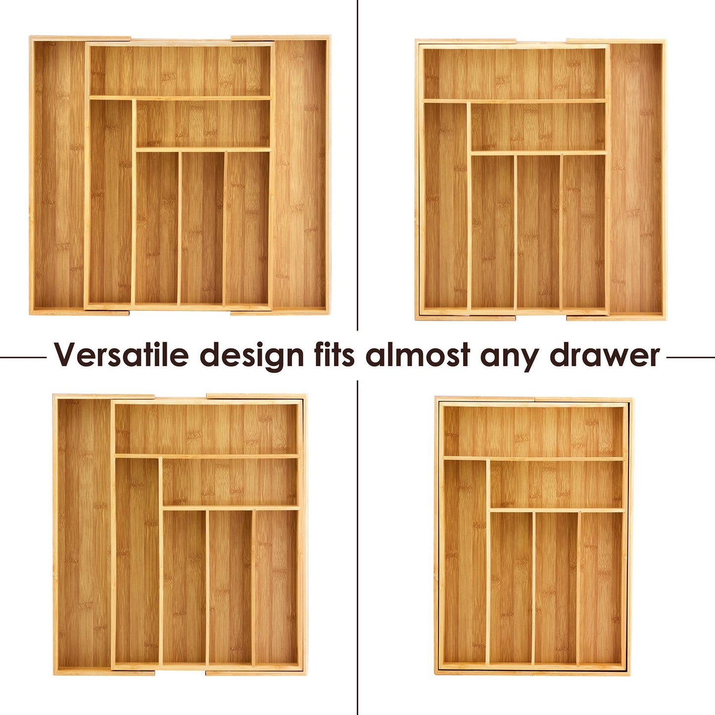 Expandable Bamboo Flatware and Utensil Drawer Organizer