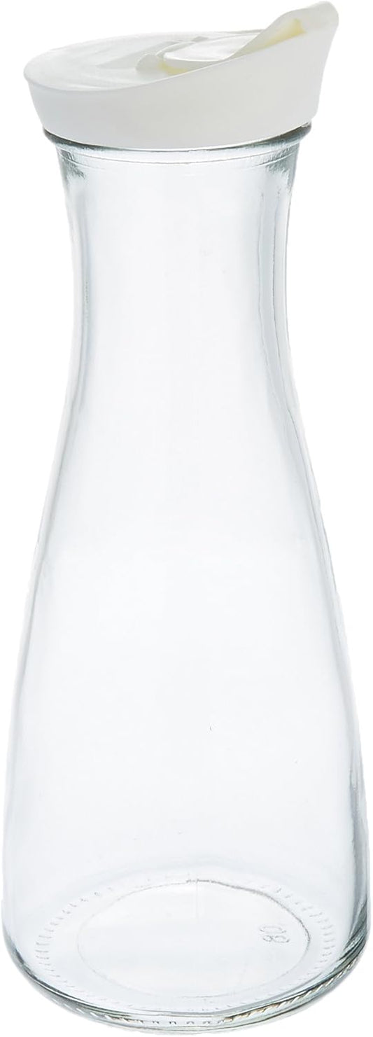 GLASS BEVERAGE CARAFE SCREW TOP LID 33 OZ