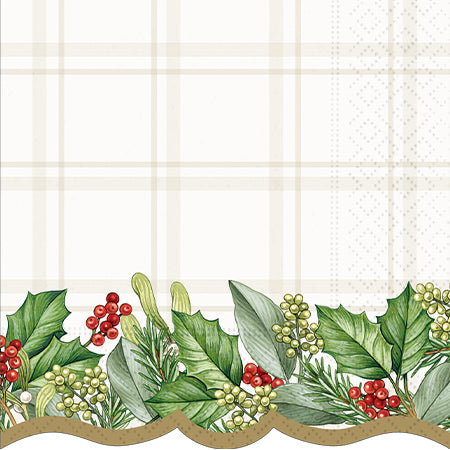 COCKTAIL NAPKINS PLAID HOLLY