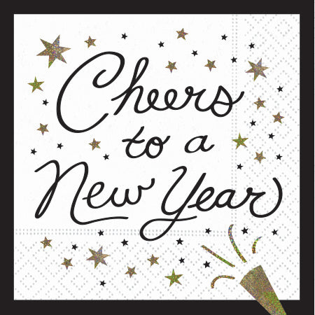 COCKTAIL NAPKIN CHEERS TO A NEW YEAR 18 PK