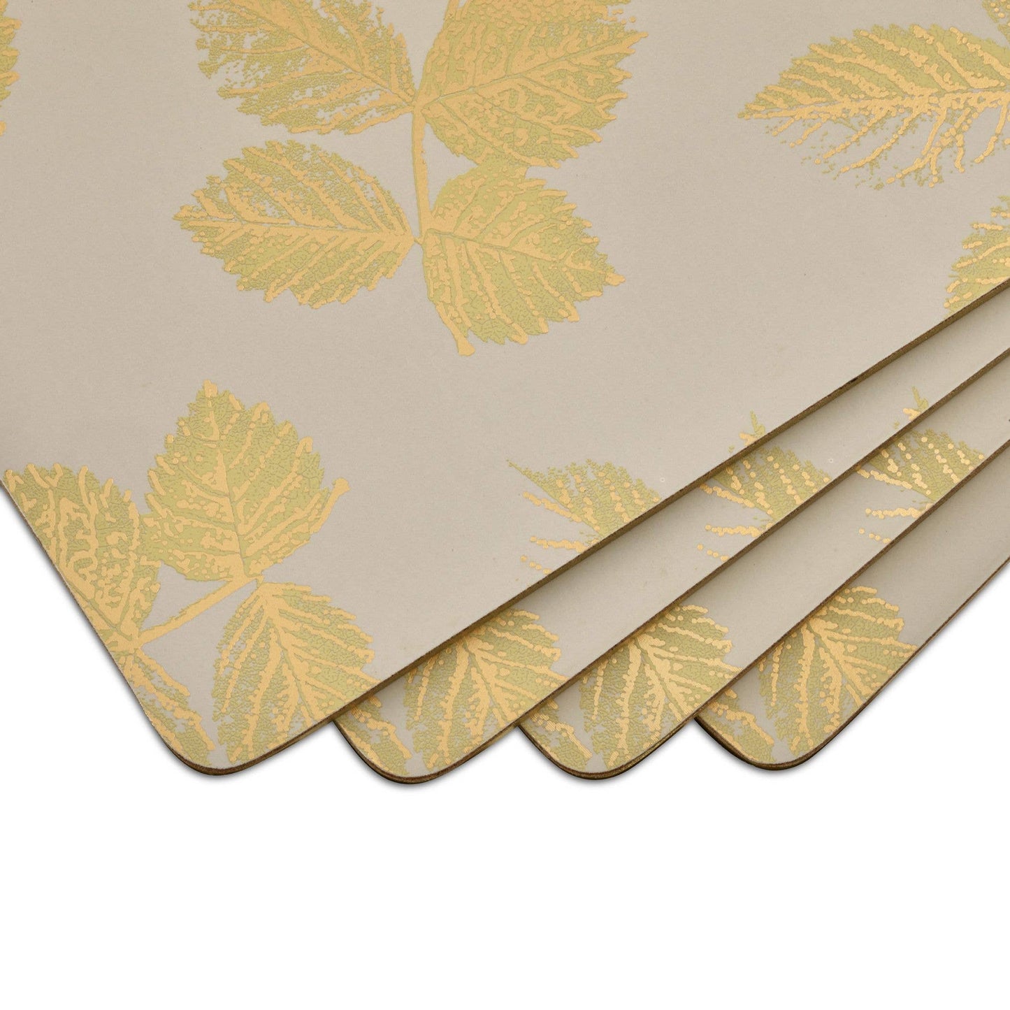 Etched Leaves Large Placemats Set of 4 - Light Grey: MDF, Cork Backed / S.M. Etch Leav Light Grey