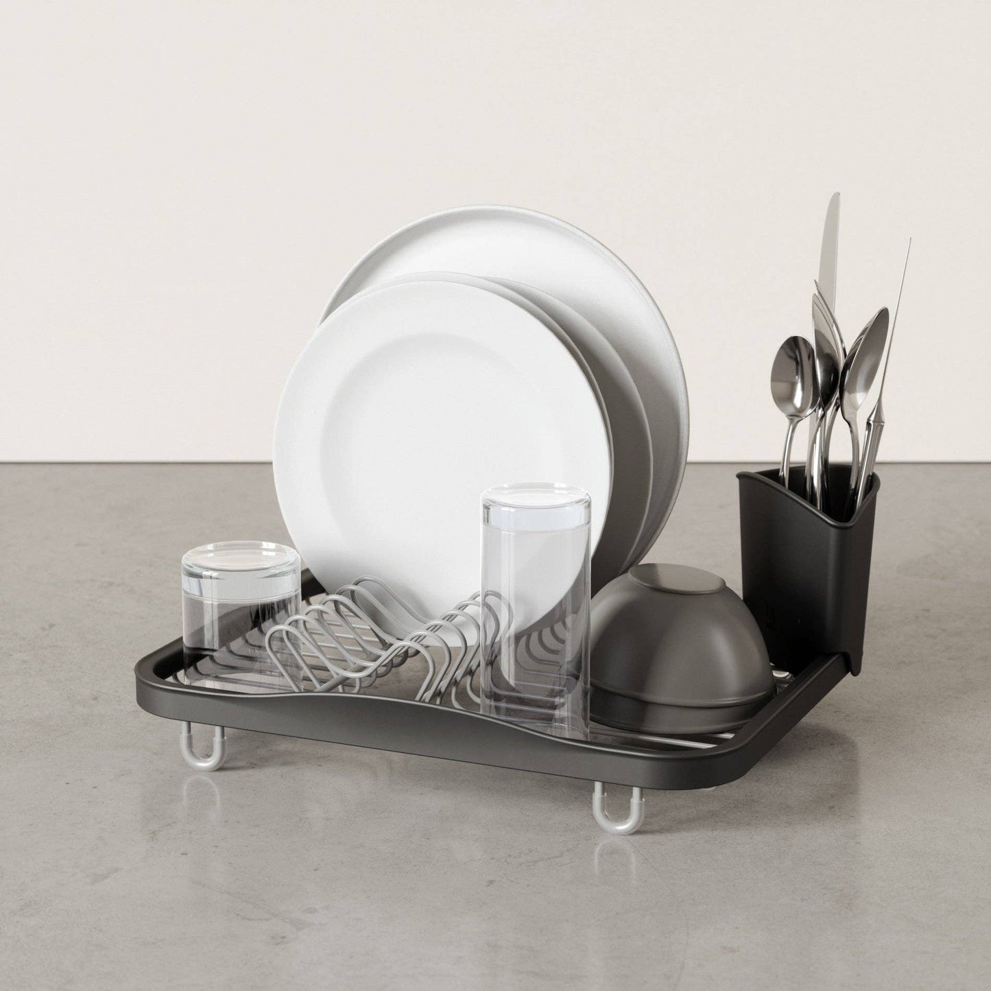 SINKIN DISH RACK: WHITE-NICKEL