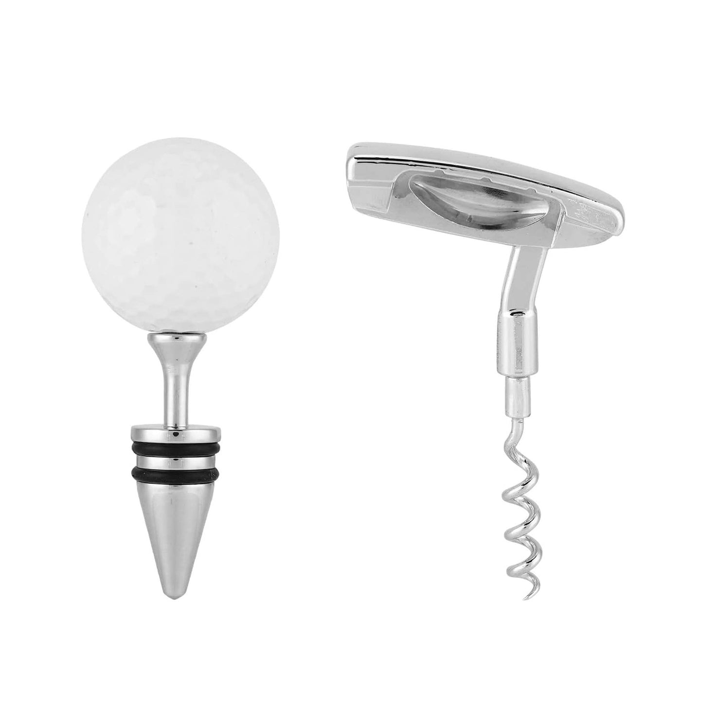 GOLFERS CORKSCREW WINE OPENER & BOTTLE STOPPER SET