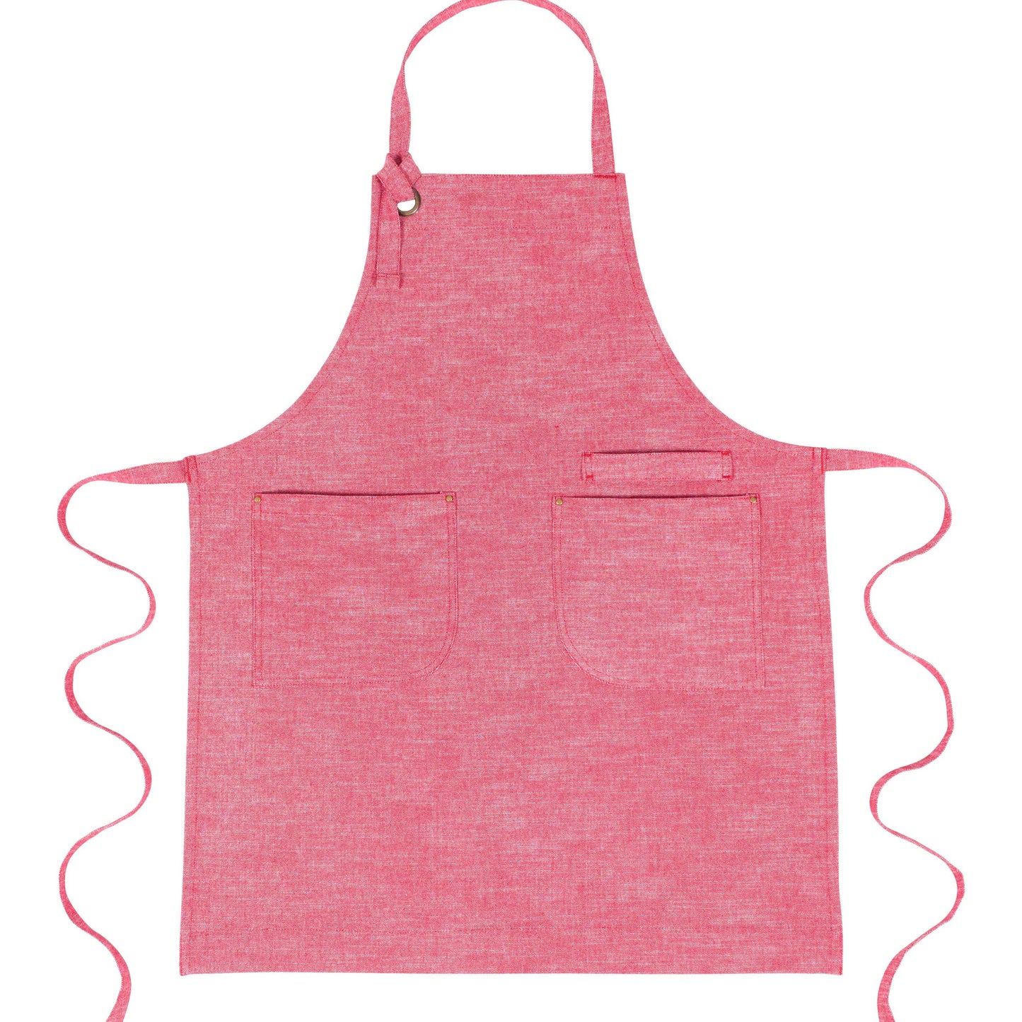 KAF Home Strada Adjustable Chambray Apron - 33" x 27": Red