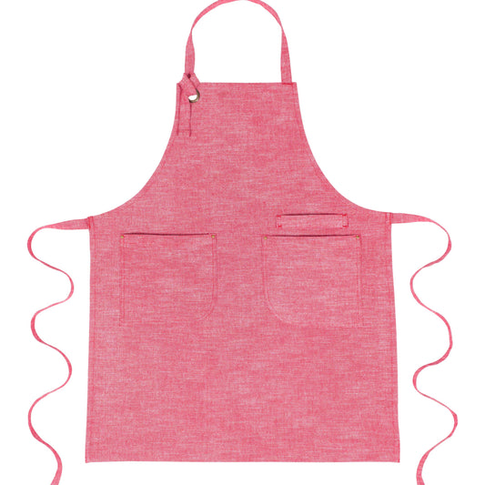 KAF Home Strada Adjustable Chambray Apron - 33" x 27": Red
