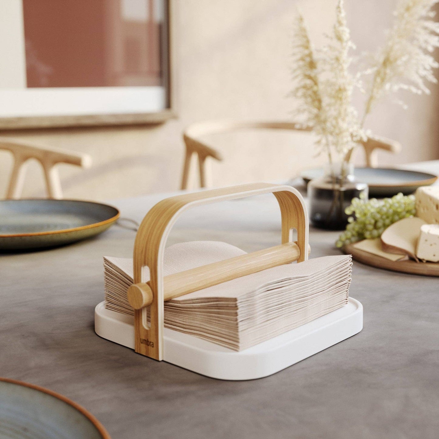 BELLWOOD NAPKIN HOLDER:WHITE/NATURAL