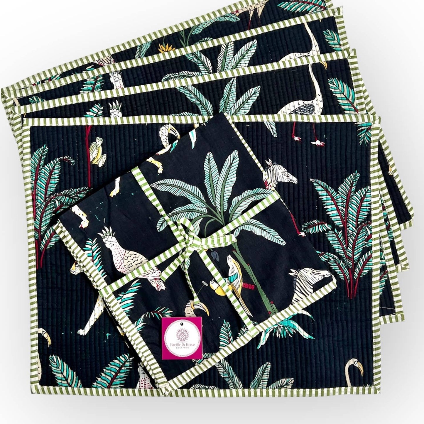 NAPKINS JUNGLE BLACK SET/4