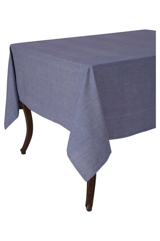 KAF HOME 100% COTTON CHAMBRAY DINNER TABLECLOTH: NAVY / 70" X 70"