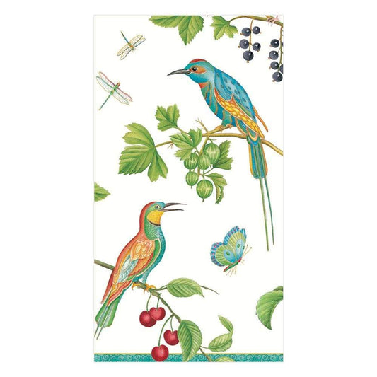 GUEST TOWEL JEWELED BIRDS IVORY