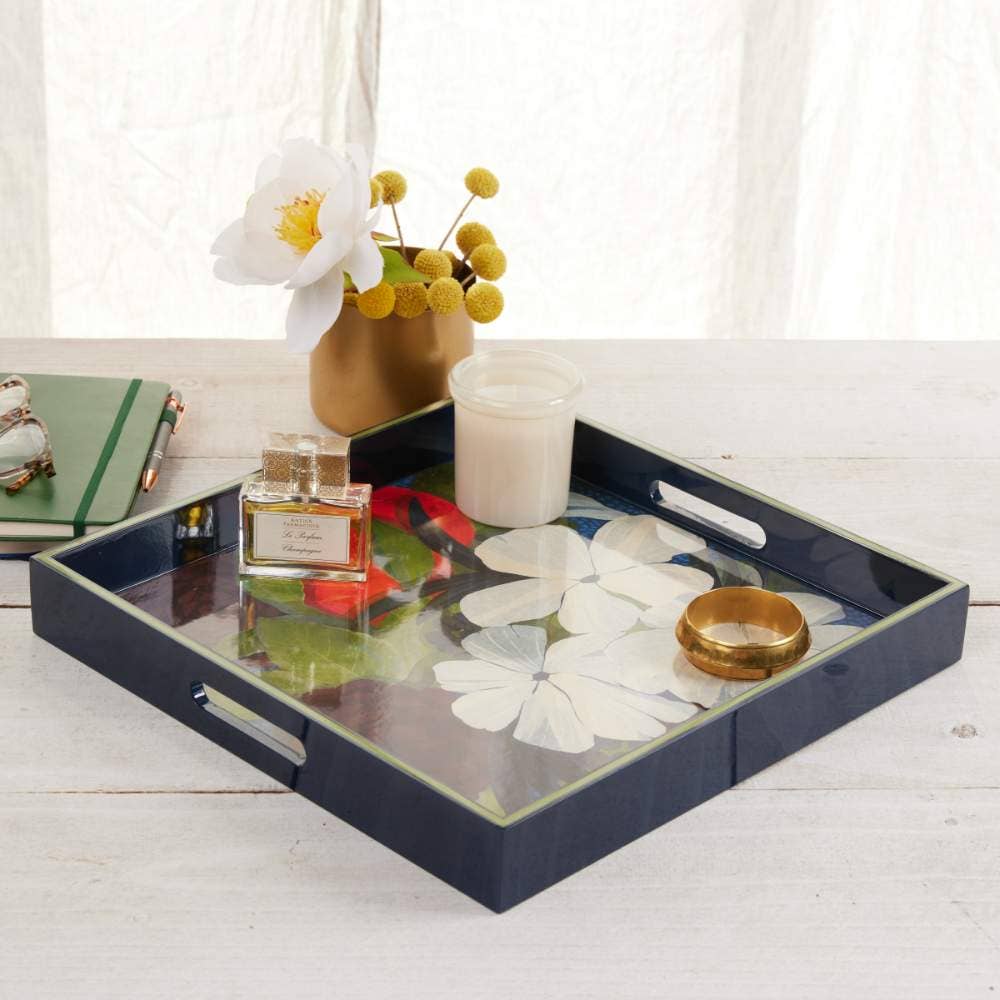 Flower Pine  Square Lacquer Serving Tray