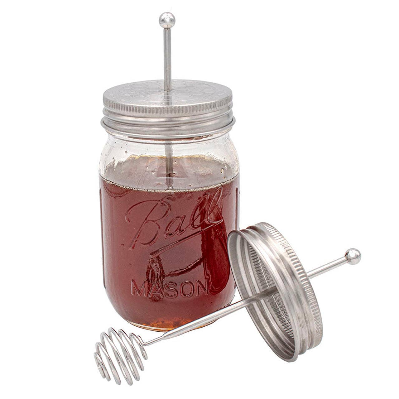 Honey Dipper Stainless Steel Lid for Mason Jars: Regular Mouth