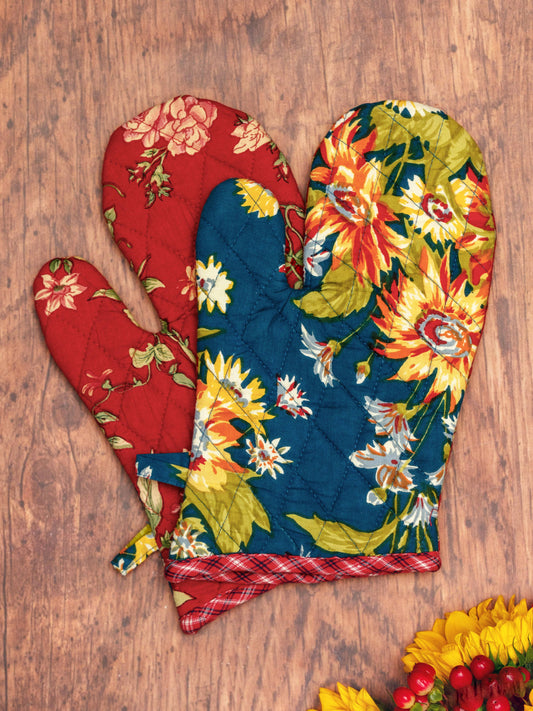 Happy Harvest Patchwork Oven Mitt Set of 2 - Multi